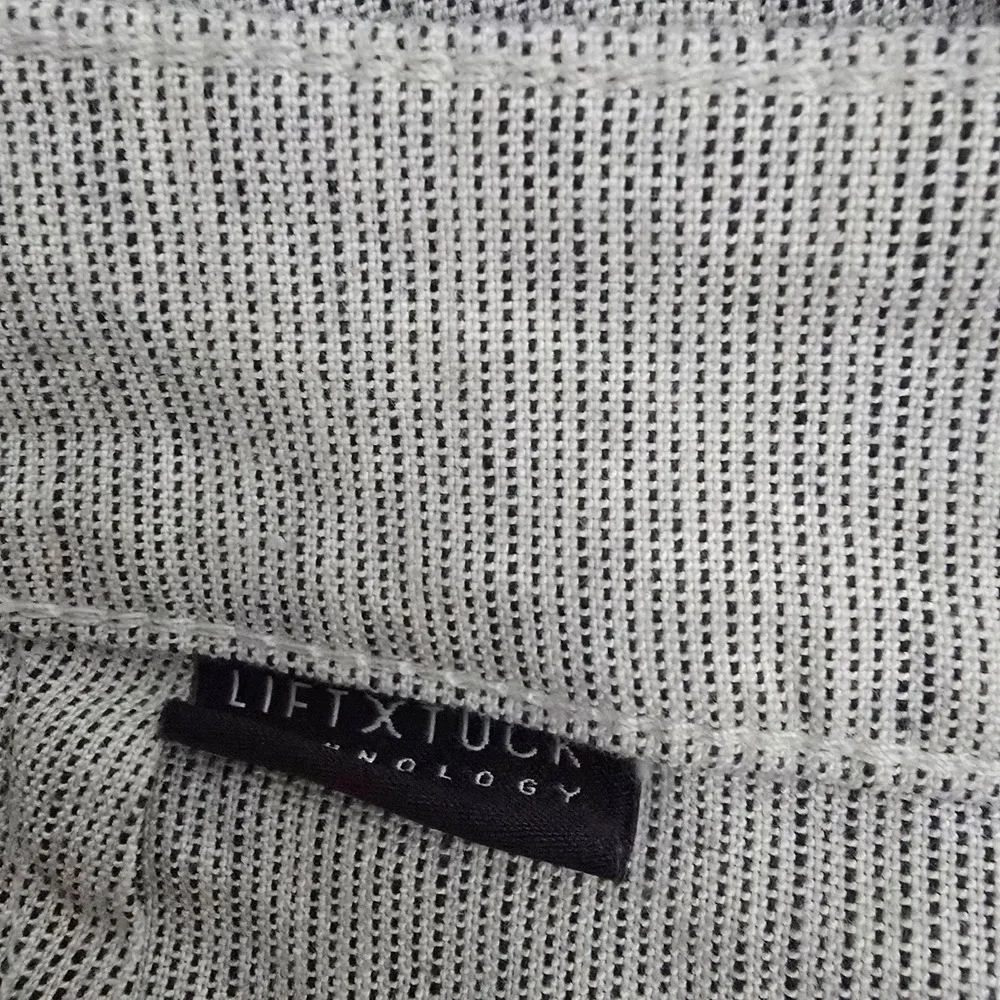 NEW NYDJ Pants Womens 14W Light Gray The Trouser Stubby Stripe‎ Linen Blend